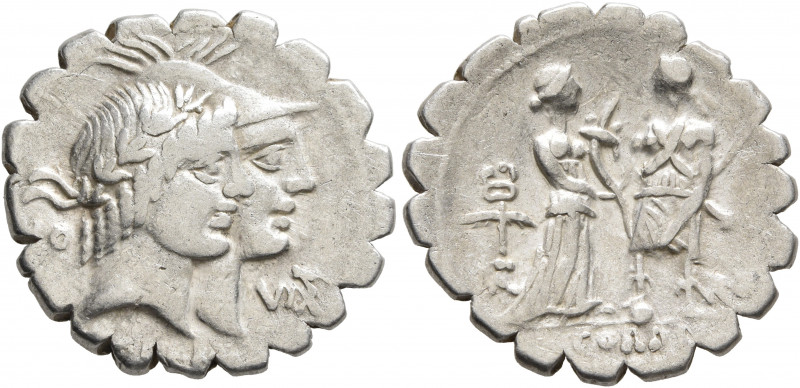 Q. Fufius Calenus and Mucius Cordus, 68 BC. Denarius (Silver, 21 mm, 3.66 g, 6 h...