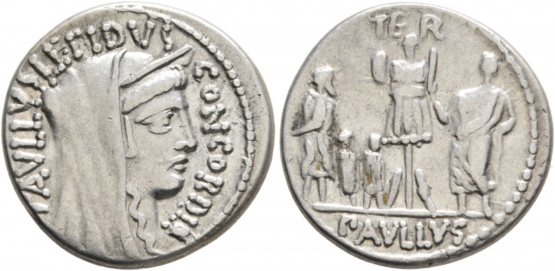 L. Aemilius Lepidus Paullus, 62 BC. Denarius (Silver, 18 mm, 3.71 g, 6 h), Rome....