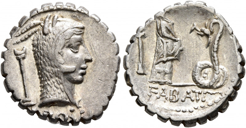 L. Roscius Fabatus, 59 BC. Denarius (Silver, 18 mm, 3.85 g, 7 h), Rome. L•ROSCI ...
