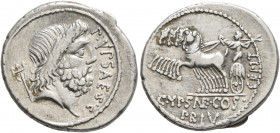 P. Plautius Hypsaeus, 57 BC. Denarius (Silver, 19 mm, 3.94 g, 6 h), Rome. P•VPSAE•S•C Head of Neptune to right; behind, trident. Rev. CEPIT / C•YPS AE...