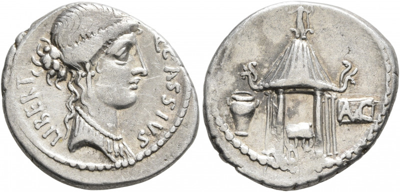 Q. Cassius Longinus, 55 BC. Denarius (Silver, 19 mm, 3.73 g, 6 h), Rome. Q•CASSI...