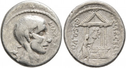 P. Cornelius Lentulus Marcellinus, 50 BC. Denarius (Silver, 18 mm, 3.93 g, 1 h), Rome. MARCE[LLINVS] Bare head of M. Claudius Marcellus to right; behi...