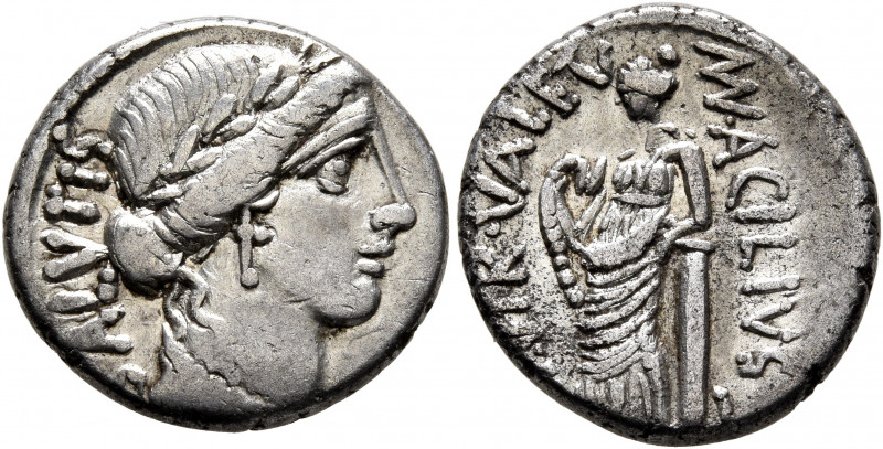Man. Acilius Glabrio, 49 BC. Denarius (Silver, 17 mm, 3.73 g, 3 h), Rome. SALVTI...