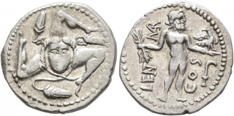 L. Cornelius Lentulus and C. Claudius Marcellus, 49 BC. Denarius (Silver, 19 mm,...