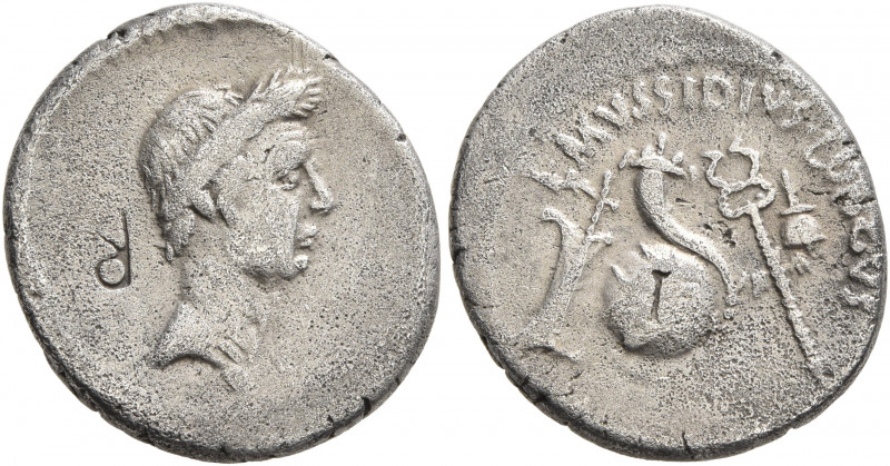Julius Caesar, 49-44 BC. Denarius (Silver, 18 mm, 3.34 g, 8 h), L. Mussidius Lon...