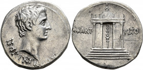 Augustus, 27 BC-AD 14. Cistophorus (Silver, 25 mm, 11.55 g, 1 h), Pergamum, circa 19-18. IMP•IX•TR•PO V Bare head of Augustus to right. Rev. MART - VL...