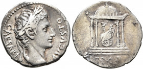 Augustus, 27 BC-AD 14. Denarius (Silver, 20 mm, 3.65 g, 5 h), uncertain Spanish mint (Colonia Patricia or Tarraco?), circa 18 BC. CAESARI AVGVSTO Laur...