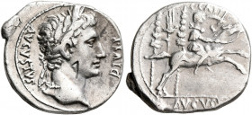 Augustus, 27 BC-AD 14. Denarius (Silver, 20 mm, 3.66 g, 6 h), Lugdunum, 8-7 BC. DIVI•F AVGVSTVS Laureate head of Augustus to right. Rev. C•CAES / AVGV...