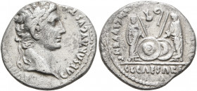 Augustus, 27 BC-AD 14. Denarius (Silver, 18 mm, 3.61 g, 1 h), Lugdunum, 2 BC-AD 4. CAESAR AVGVST[VS DIVI F PATER PATRIAE] Laureate head of Augustus to...