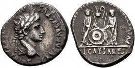 Augustus, 27 BC-AD 14. Denarius (Silver, 19 mm, 3.32 g, 4 h), Lugdunum, 2 BC-AD 4. CAESAR AVGVSTVS DIVI F PATER PATRIAE Laureate head of Augustus to r...