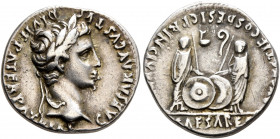 Augustus, 27 BC-AD 14. Denarius (Silver, 19 mm, 3.87 g, 10 h), Lugdunum, 2 BC-AD 4. CAESAR AVGVSTVS DIVI F PATER PATRIAE Laureate head of Augustus to ...