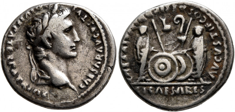 Augustus, 27 BC-AD 14. Denarius (Silver, 19 mm, 3.72 g, 12 h), Lugdunum, 2 BC-AD...