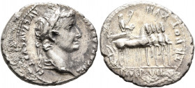 Tiberius, 14-37. Denarius (Silver, 20 mm, 3.27 g, 5 h), Lugdunum, 15-16. TI CAESAR DIVI AVG F AVGVSTVS Laureate head of Tiberius to right. Rev. TR POT...