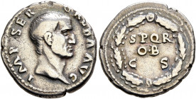 Galba, 68-69. Denarius (Silver, 19 mm, 3.34 g, 6 h), Rome, July 68-15 January 69. IMP SER GALBA AVG Bare head of Galba to right. Rev. S P Q R / OB / C...