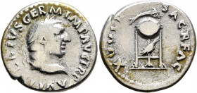 Vitellius, 69. Denarius (Silver, 19 mm, 3.24 g, 6 h), Rome, late April-20 December 69. A VITELLIVS GERM IMP AVG TR P Laureate head of Vitellius to rig...