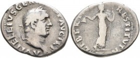 Vitellius, 69. Denarius (Silver, 20 mm, 3.16 g, 6 h), Rome, late April-20 December 69. A VITELLIVS GER[M IM]P AVG TR P Laureate head of Vitellius to r...
