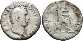 Vitellius, 69. Denarius (Silver, 18 mm, 2.53 g, 6 h), Rome, circa late April–20 December 69. . A VITELLIVS GERM IMP AVG TR P Laureate head of Vitelliu...