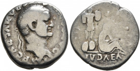 Vespasian, 69-79. Denarius (Silver, 17 mm, 3.00 g, 5 h), Rome, 69-70. IMP CAESAR VESPASIANVS AVG Laureate head of Vespasian to right. Rev. IVDAEA Juda...