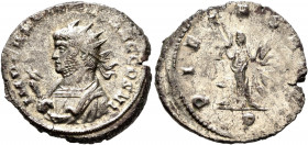 Gallienus, 253-268. Antoninianus (Silvered bronze, 22 mm, 4.52 g, 6 h), Mediolanum, 266. IMP GALLIENVS AVG COS VI Radiate bust of Gallienus to left in...