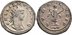 Gallienus, 253-268. Antoninianus (Billon, 20 mm, 3.44 g, 11 h), Antiochia, 266-267. GALLIENVS AVG Radiate and cuirassed bust of Gallienus to right. Re...