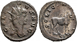 Gallienus, 253-268. Antoninianus (Silvered bronze, 21 mm, 3.49 g, 6 h), Rome, 267-268. GALLIENVS AVG Radiate head of Gallienus to right. Rev. SOLI CON...