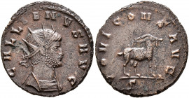 Gallienus, 253-268. Antoninianus (Bronze, 21 mm, 3.93 g, 12 h), Rome, 267-268. GALLIENVS AVG Radiate and cuirassed bust of Gallienus to right. Rev. IO...