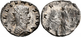 Gallienus, 253-268. Antoninianus (Silvered bronze, 20 mm, 3.89 g, 11 h), Siscia, 267-268. GALLIENVS AVG Radiate, draped and cuirassed bust of Gallienu...
