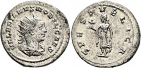 Valerian II, Caesar, 256-258. Antoninianus (Silver, 23 mm, 4.22 g, 5 h), Samosata, 257-258. VALERIANVS NOBIL CAES Radiate, draped and cuirassed bust o...