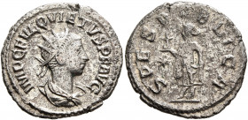Quietus, usurper, 260-261. Antoninianus (Billon, 21 mm, 3.19 g, 12 h), Samosata. IMP C FVL QVIETVS P F AVG Radiate, draped and cuirassed bust of Quiet...