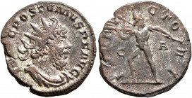 Postumus, Romano-Gallic Emperor, 260-269. Antoninianus (Silvered bronze, 20 mm, 2.97 g, 6 h), Cologne, 268. IMP C POSTVMVS P F AVG Radiate, draped and...