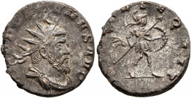 Postumus, Romano-Gallic Emperor, 260-269. Antoninianus (Silvered bronze, 19 mm, 4.58 g, 6 h), Mediolanum, struck under Aureolus, 267-268. IMP POSTVMVS...