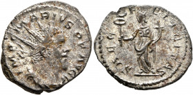 Marius, Romano-Gallic usurper, 269. Antoninianus (Silvered bronze, 21 mm, 3.08 g, 7 h), Treveri. IMP C MARIVS P F Radiate, draped and cuirassed bust o...