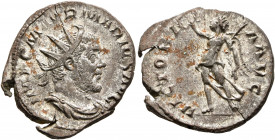 Marius, Romano-Gallic usurper, 269. Antoninianus (Silvered bronze, 21 mm, 3.58 g, 8 h), Cologne. IMP C M AVR MARIVS AVG Radiate, draped and cuirassed ...