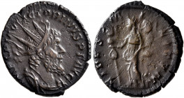 Victorinus, Romano-Gallic Emperor, 269-271. Antoninianus (Bronze, 19 mm, 2.68 g, 6 h), Treveri, late 269. IMP C PIAV VICTORINVS P F AVG Radiate, drape...