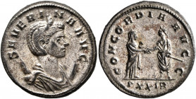 Severina, Augusta, 270-275. Antoninianus (Silvered bronze, 21 mm, 3.74 g, 11 h), Rome, end of 274. SEVERI-NA AVG Diademed and draped bust of Severina ...