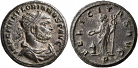 Florian, 276. Antoninianus (Silvered bronze, 22 mm, 4.81 g, 12 h), Siscia, July-August 276. IMP C M AN FLORIANVS P AVG Radiate, draped and cuirassed b...