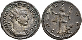 Probus, 276-282. Antoninianus (Silvered bronze, 21 mm, 3.70 g, 1 h), Lugdunum, 276. IMP C M AVR PROBVS AVG Radiate and cuirassed bust of Probus to rig...