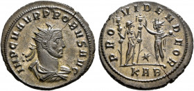 Probus, 276-282. Antoninianus (Silvered bronze, 24 mm, 4.72 g, 6 h), Serdica, 276/7. IMP C M AVR PROBVS AVG Radiate, draped and cuirassed bust of Prob...