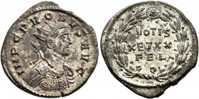 Probus, 276-282. Antoninianus (Silvered bronze, 23 mm, 3.63 g, 6 h), Ticinum, 277. IMP C PROBVS AVG Radiate and cuirassed bust of Probus to right. Rev...