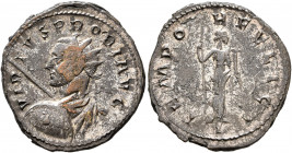 Probus, 276-282. Antoninianus (Silvered bronze, 24 mm, 4.36 g, 6 h), Lugdunum, 277-278. VIRTVS PROBI AVG Radiate, draped and cuirassed bust of Probus ...