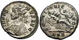 Probus, 276-282. Antoninianus (Silvered bronze, 23 mm, 3.20 g, 6 h), Rome, 278. IMP PROBVS AVG Radiate bust of Probus to left in consular robes, holdi...