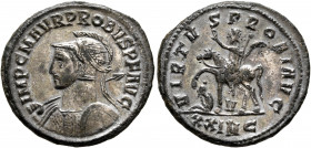 Probus, 276-282. Antoninianus (Silvered bronze, 23 mm, 4.20 g, 1 h), Cyzicus, 280. IMP C M AVR PROBVS P F AVG Radiate, helmeted and cuirassed bust of ...