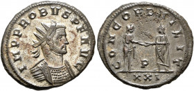 Probus, 276-282. Antoninianus (Silvered bronze, 22.5 mm, 4.30 g, 6 h), Siscia, 280. IMP PROBVS P F AVG Radiate and cuirassed bust of Probus to right. ...