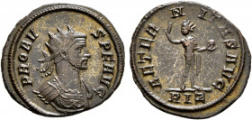 Probus, 276-282. Antoninianus (Silvered bronze, 21 mm, 3.12 g, 6 h), Rome, 282. PROBVS P F AVG Radiate and cuirassed bust of Probus to right. Rev. AET...