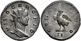 Divus Carus, died 283. Antoninianus (Silvered bronze, 21 mm, 3.87 g, 12 h), Lugdunum, 284. DIVO CARO PIO Radiate head of Divus Carus to right. Rev. CO...