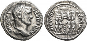 Diocletian, 284-305. Argenteus (Silver, 19 mm, 3.27 g, 6 h), Ticinum, 294. DIOCLETIANVS AVG Laureate head of Diocletian to right. Rev. VICTORIA SARMAT...