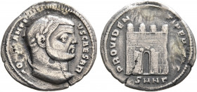 Constantius I, as Caesar, 293-305. Argenteus (Silver, 19 mm, 2.91 g, 12 h), Nicomedia, 295-296. CONSTANTI-VS CAESAR Laureate head of Constantius I to ...