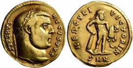 Severus II, 306-307. Aureus (Gold, 20 mm, 5.24 g, 12 h), Nicomedia, 306-307. SEVERVS AVGVSTVS Laureate head of Severus II to right. Rev. HERCVLI VICTO...