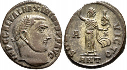 Maximinus II, 310-313. Follis (Silvered bronze, 21 mm, 4.44 g, 11 h), Antiochia, 312. IMP C GAL VAL MAXIMINVS P F AVG Laureate head of Maximinus II to...