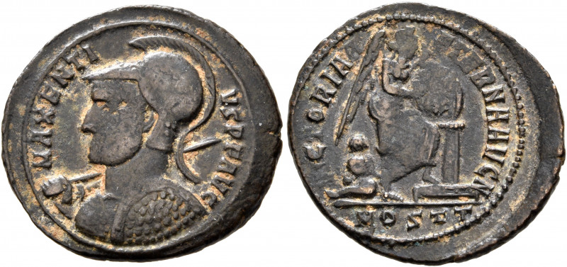 Maxentius, 307-312. Follis (Bronze, 23 mm, 3.16 g, 6 h), Ostia, circa 309-310. M...